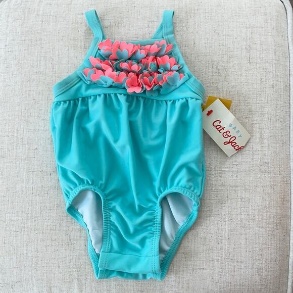 Cat & Jack Blue and Pink Blue Paradise Swimsuit Size 3-6months - Picture 1 of 5